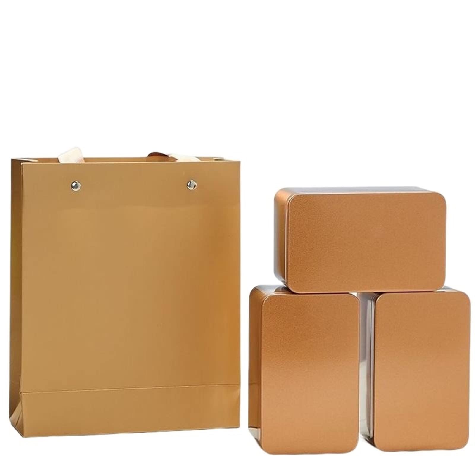 JINGYAN Tea Storage Jars Rectangle Metal Tin Jars Tea Cans Candy Chocolate Gift Tinplate Box Cookies Packaging Case Jewelry Accessories Storage