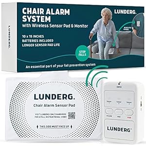 Lunderg Stoelalarmsysteem – Draadloze stoelalarm en valpreventie voor ouderen en dementiepatiënten – Slimme en betrouwbare bewakingsset voor ouderen voor verzorgers – perfecte aanvulling op bedalarm