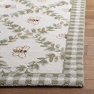 SAFAVIEH Chelsea Collection Accent Rug - 2'6" x 4', Ivory & Green, Hand-Hooked French Country Wool, Ideal for High Traffic Areas in Entryway, Living Room, Bedroom (HK55A) SAFAVIEH Chelsea Collection Accent Rug 26 x 4 Ivory Green Hand Hooked French Country Wool Ideal for High Traffic Areas in Entryway Living Room Bedroom HK55A