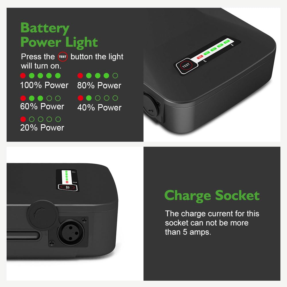E-Bike Batterie 36V 10,4Ah Li-ion Akku Gepäckträgerbatterie YJ156 Passend für Samsung SDI3610E & BLAUPUNKT