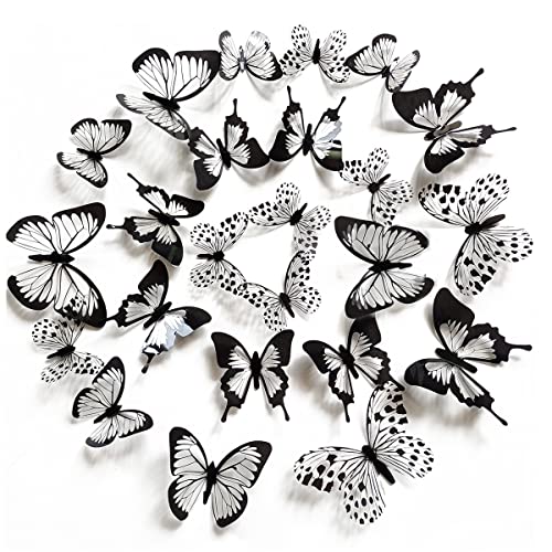 INDIGOS UG Wandtattoo Set – 20 Schwarze Schmetterlinge Als Aufkleber Für Wanddekoration In Wohnzimmer, Kinderzimmer & Mehr