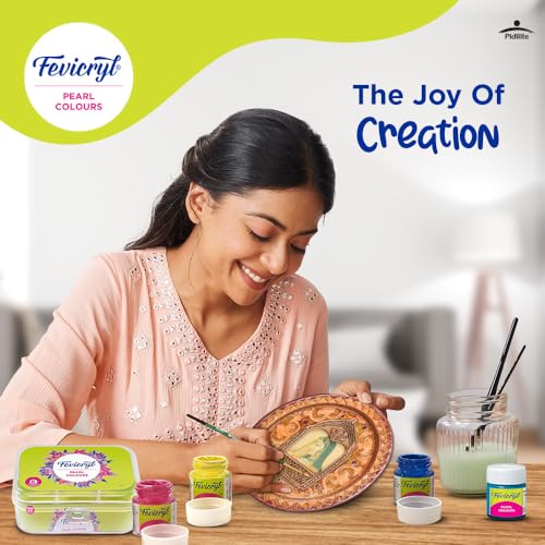 Fevicryl Acrylic Colours Pearl Kit | 6 Colours x 10 ml | DIY Paint, Rich Pigment | Multicolour & Multi-Surface | Non-Cracking Paint for Canvas, Wood, Leather, Earthenware, Metal - Image 5