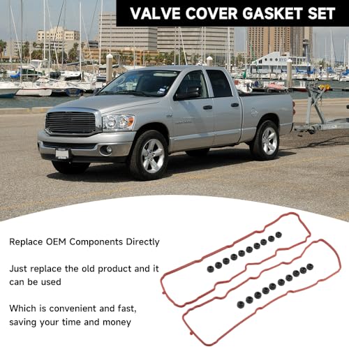 Image of Engine Valve Cover Gasket - Compatible for Dodge for Ram 1500 3.7L 2005-2010 for Jeep Grand Cherokee 3.7L 2005-2010 for Mitsubishi for Raider 3.7L 2006-2009 - Replace Part VS50652R - Set of 2