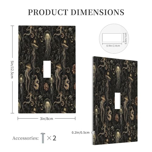 Decorative Switch Plate Covers Black Gold Jellyfish Squid Deep Sea Creatures 1 Gang Light Switch Cover Plate Single Toggle Wall Plate Outlet Covers Wall Plate Faceplate for Home Decor