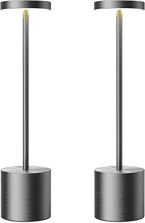 SAKRINGT Cordless Table Lamps Rechargeable,6000mAh Portable Battery Operated LED Table Light for Restaurant Outdoor 2 Pack Grey