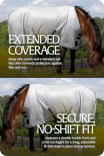 Image of Equinavia Gard Horse Fly Sheet Nylon Mesh Equine Fly Sheet for Horses, Pony | Turnout Horse Fly Sheets, Breathable Pony & Horse Sheet, Lightweight, Against Pests, Sun UV Protection, Silver Gray, 69 in