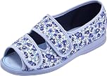 Cosyfeet Milly - Blue/Lilac Floral - 8-6E Width - Extra Wide Women's Fabric Shoes