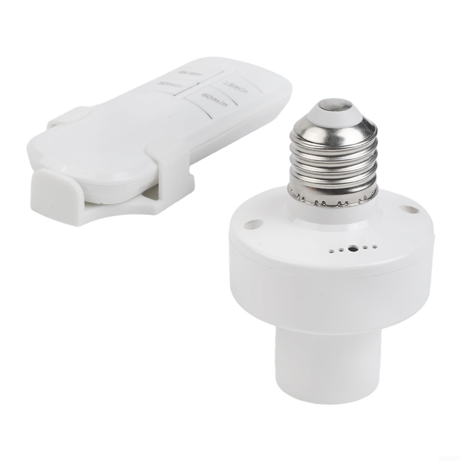 QuivyLivy Smart Lamp Holder E27 Socket With Wireless Remote Control, Pir Motion Sensor Light Switch, Auto On/Off Timer Function For 110V-220V Home Security Lighting, White