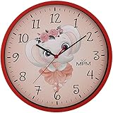 Eine leise Quarz - Wanduhr für ungestörtes spielen, lernen und schlafen mit fröhlichen Zahlen in bunten Farben und Kinder-Motiven auf dem Zifferblatt, die das Kinder oder Klassenzimmer erleuchten lassen