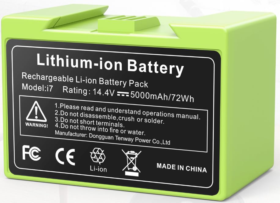 5000mAh Batería de Ion de Litio para i7, ASUNCELL 14,4V batería de Repuesto para iRobot Roomba e y i Serie i7 / i7+ i4/i4+ i3/i3+ e5 e6 i7158 i7550 i7550 i7550 7150 7550