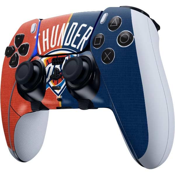 Skinit Decal Gaming Skin Compatible with PS5 DualSense Edge Pro Controller - Officially Licensed NBA OKC Thunder Split Design