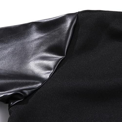 Mowbeat Women Leather Baseball Jacket Unisex Varsity Uniform Long Sleeve Adult Casual Cardigan Men's Track Jacket4