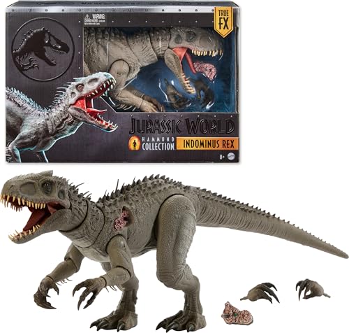 Image of Mattel Jurassic World Hammond Collection Indominus Rex Dinosaur Figure | Deluxe Articulated Large Size Action Figure, Swappable Claws & Tracking Implant