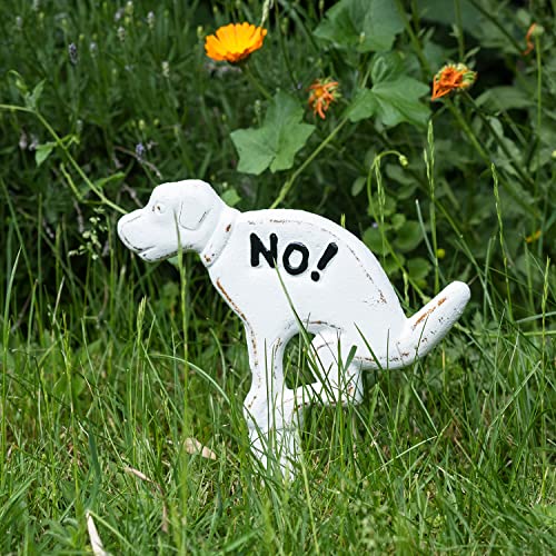 Moritz Steckschild NO! kein Hundeklo groß Verbotsschild aus Gusseisen Hunde Verboten Warnschild NO Dog Allowed Schild Gartenschild Keine Hundetoilette