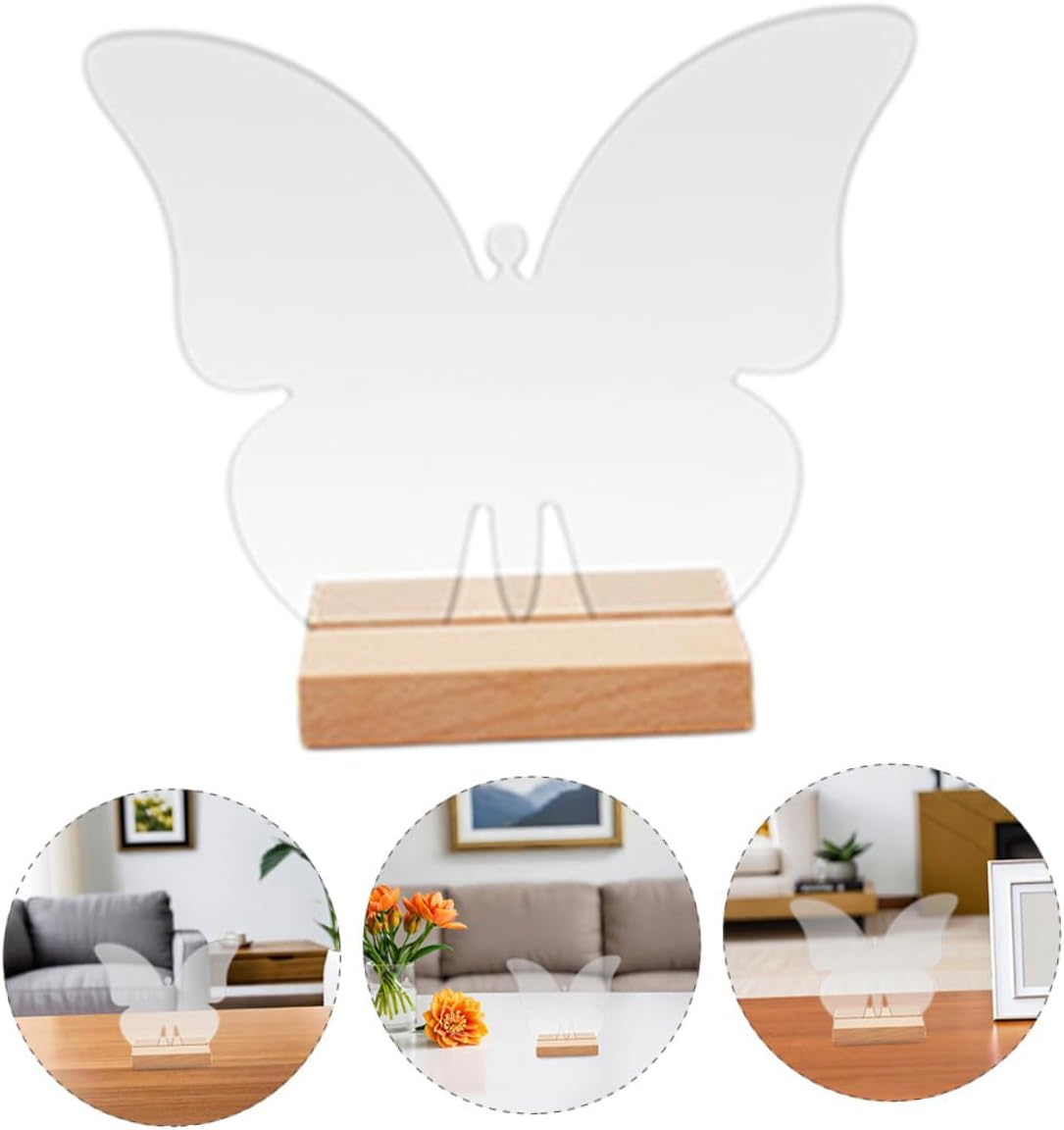Gadpiparty 10 Sets Butterfly Shaped Clear Acrylic Place Cards Blank Wedding Signs Seating Cards with Holder Sublimation DIY Butterfly Table Number Decor Party Supplies