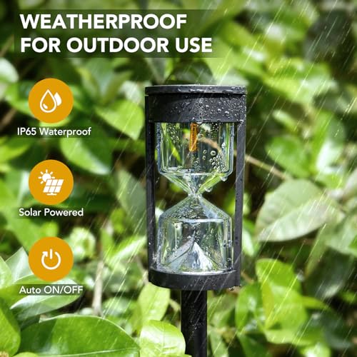 Image of MAGGIFT 6 Pack Solar Pathway Lights - New Upgraded Hourglass Shape Solar Garden Lights - IP65 Waterproof Powered Landscape Path Lights for Yard, Lawn, Patio