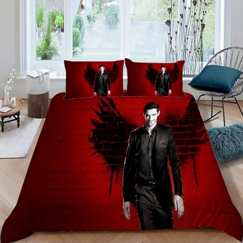 LORDOS Bettwäsche 135x200 Lucifer Poster 2 teilig - Bettbezüge 135 x 200...