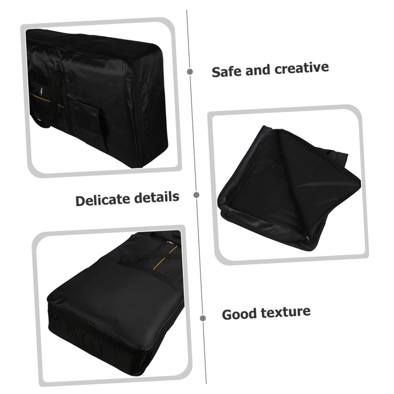 Zerodeko Borsa per Tastiera Musicale Elettronica Doppia Zaino e Borsa a Mano 61 Tasti Oxford Nera Resistente