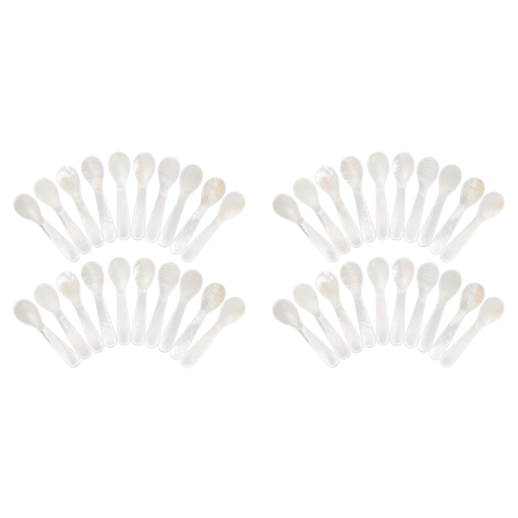 Aundhegrtt 40 Pieces Set of Caviar Spoons Mother of Pearl Spoons with Handcraft Round Handle for Caviar, Egg, Ice Cream, Coffee