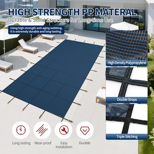 Cobertor de Seguridad para Piscina 25x45 pies Azul miniatura 4