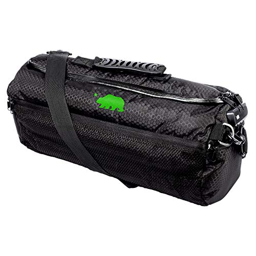 Cali Crusher 100% Smell Proof Duffle Bag w/Combo Lock (Black/Green, 16')