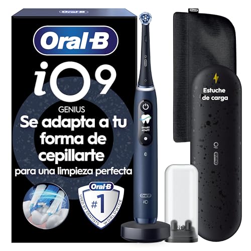 Oral-B iO9 Cepillo De Dientes Eléctrico Azul Zafiro Con 1 Cabezal, Estuche Cargador De Viaje y Bolsa De Viaje, 7 Modos De Cepillado, Sensor De Presión y Adaptación Automática, Cepillo Dental Oral B