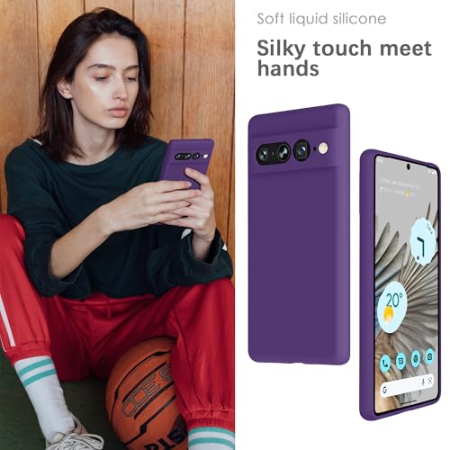Image of YATWIN Silicone Back Case for Google Pixel 7 Pro, Soft-Touch Phone Back Cover for Google Pixel 7 Pro - Purple