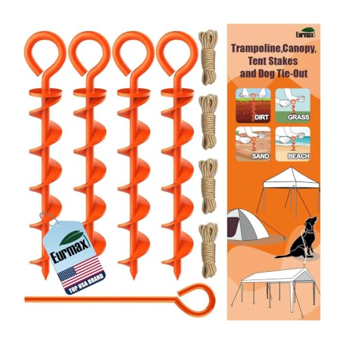 Eurmax USA 4 Pack Heavy Duty Ground Stakes,Industrial Grade...
