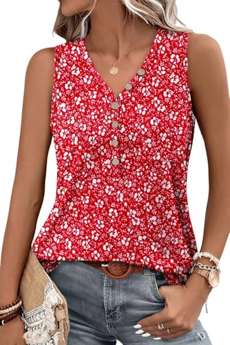 KISSMODA Womens Boho Tops for Summer Sleeveless Tanks Loose Fit Casual Blouse Daily Shirts for Leggings (S-3XL)