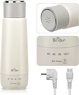 Bear 300ml elektrischer Wasserkocher, 3-in-1 Reise-elektrischer Wasserkocher, Doppelschicht 304 Edelstahlliner, tragbarer kleiner schneller Heizungsisolierungsbecher(Einzeltaste)