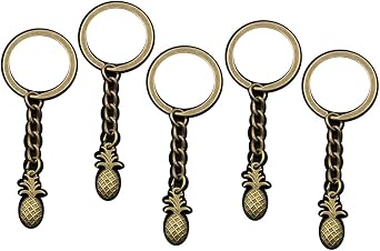 Key Ring Metal Key Chain Keychain Jewelry Double Sided Pineapple 23x10mm Pendant 5pcs