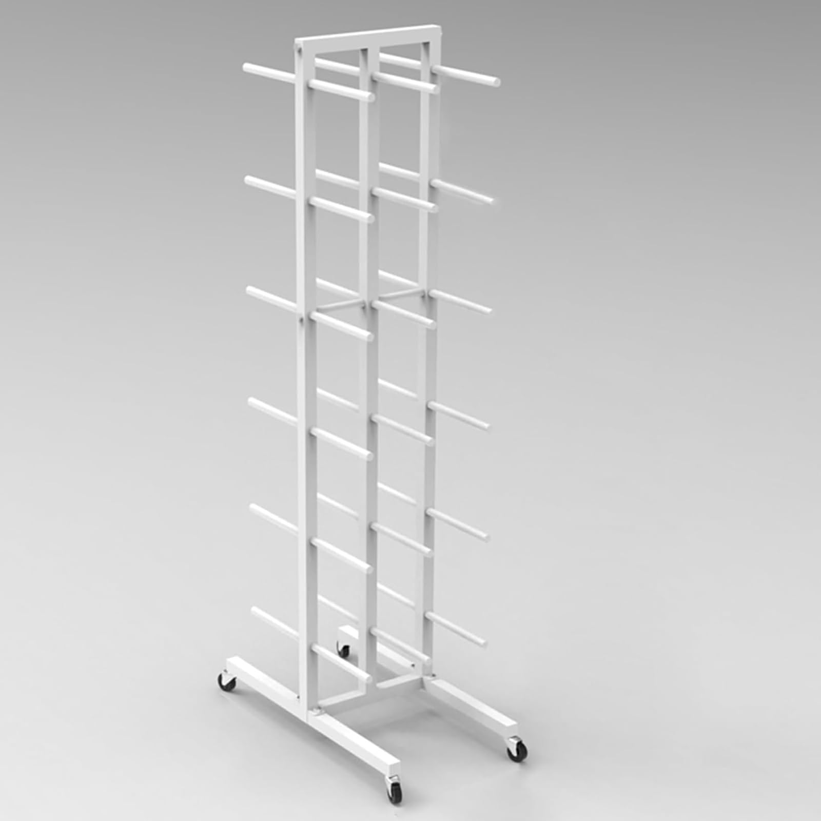 Chariot de rangement pour blocs de yoga à roulettes blanc 130 cm