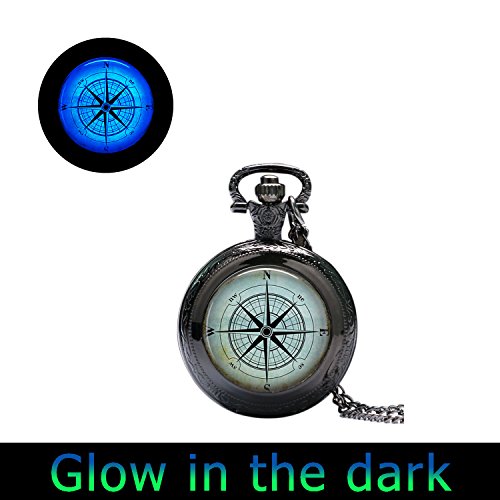 Glowlala@glow Nautical Compass Watch Necklace, Compass Watch Pendant ,Compass Rose, Wind Rose, Nautical Jewelry (1)