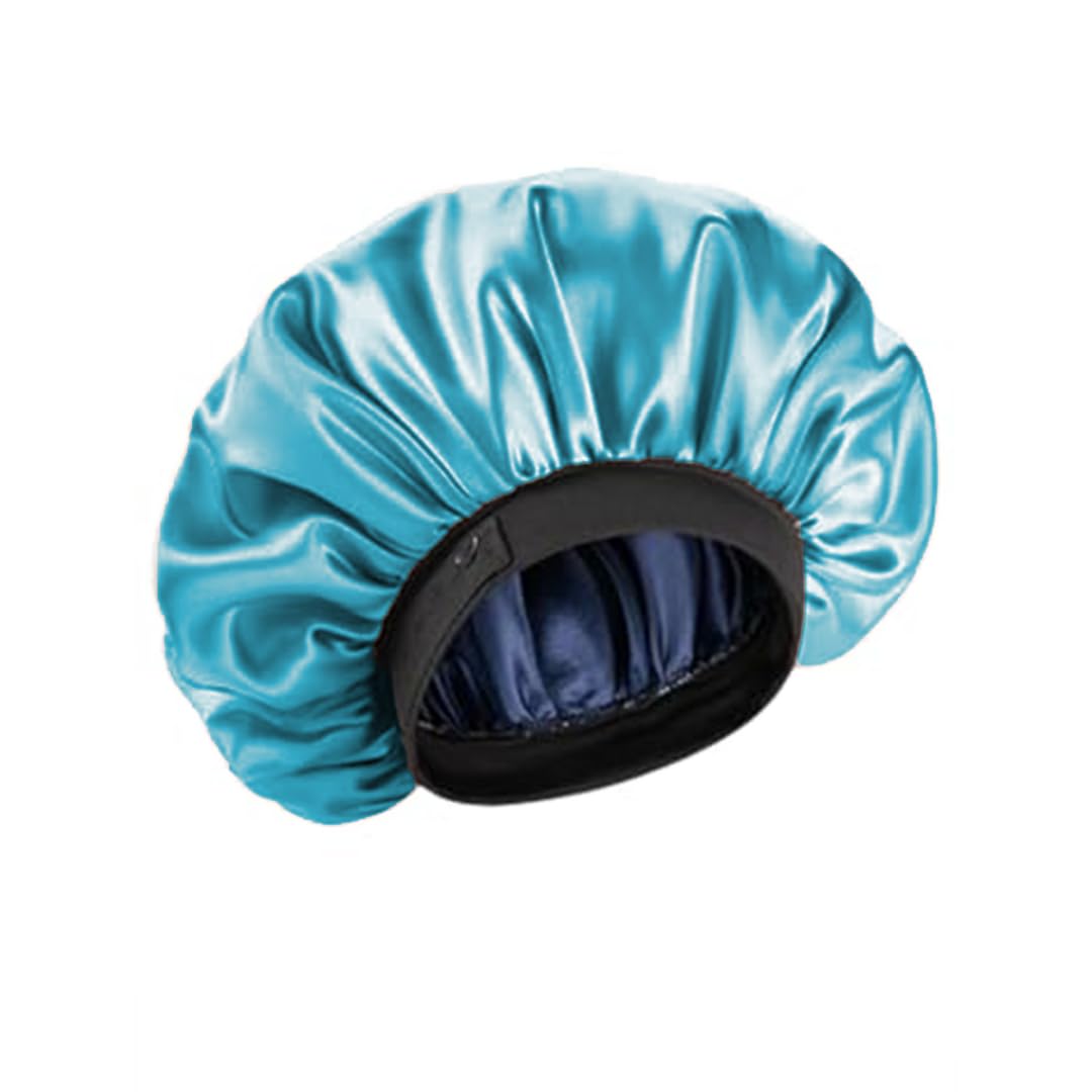 COOLBEDS Satin Bonnet for Hair l Silk Satin Bonnet for Curly Hair | Reversible Hair Cap | Adjustable Silk Hair Bonnet for Sleeping | Satin Hair Wrap for Women (Teal)