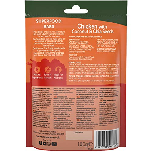 Country Hunter Natures Menu Superfood Bars Chicken with Coconut & Chia Seeds (7 x 100g) - Image 3