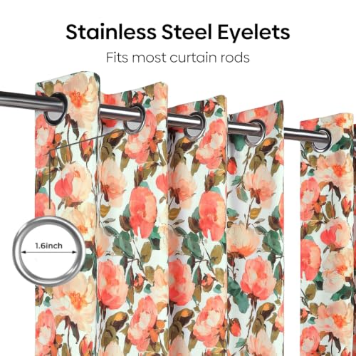 Image of haus & kinder Digital Printed Cotton Window Curtain 5 Feet Long Pack of 2 Window Curtains, 5 Feet Curtain for Window (Bloom Harmony, Multicolor 130x152 CM)