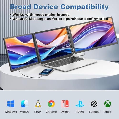 Image of Teamgee 15.6 inch Laptop Screen Extender with Power Bank, FHD 1080P Triple Monitor, Driver-Free Plug & Play for 13-17 inch Laptops (HDMI /USB), Home Office /Small Business, Windows /Mac /Android