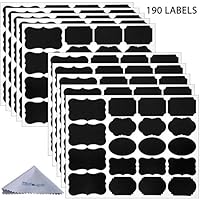 Wisdompro 190Pcs Chalk Board Labels Stickers for Food Jars, Spice, Glass, Cups, Bottles, Containers and Canisters, Decorative Reusable Waterproof Blackboard Labels