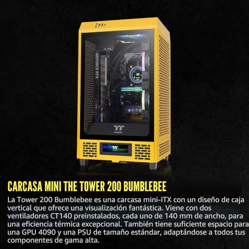 Carcasa Mini-ITX Thermaltake Tower 200 Bumblebee amarilla para escritorios modernos 5