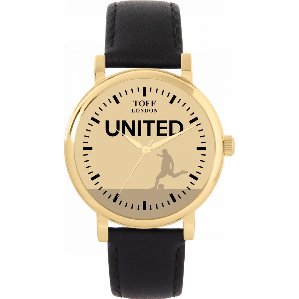 Football Fans United Gold Black Ladies Watch 38mm Case 3atm Water Resistant Custom Designed Quartz Movement Luxury Fashionable