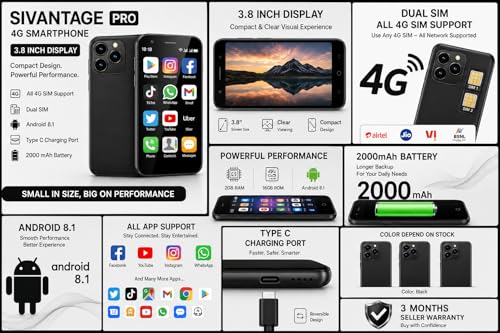 Image of SIVANTAGE PRO 3.8 INCH Display 4G Smartphone All 4G SIM Support Android(Color Depend on Stock)