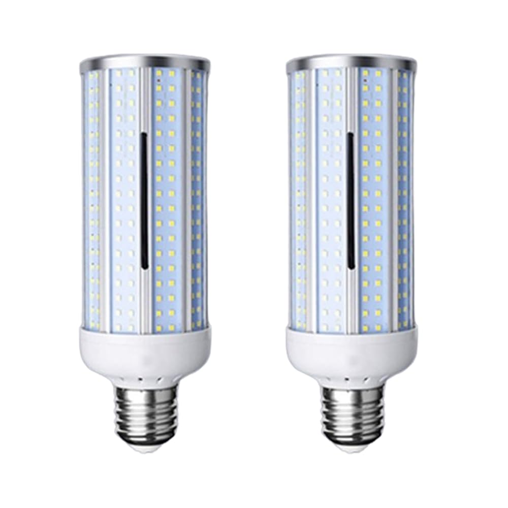 Ioedhw Cold White 2 Pack 80W Super Bright Corn Led Aluminum Light Bulb - E27 Large Base Led Lamp - 6500K Daylight 8,000 Lumens, Energy-Saving Corn Lamp For Rustic Pendant Chandeliers Wall Sconces, Not Dimmable