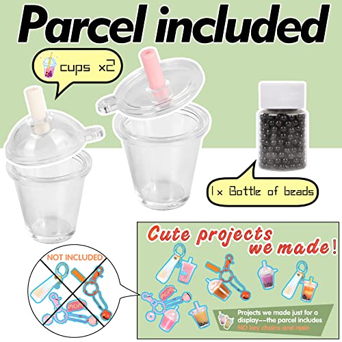 Funshowcase Miniature Bubble Tea Epoxy Resin Casting Kits Key Chain Earring Pendant Charms Jewelry Making Supplies Height 1.3Inch #TOP1