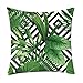 Produktbild KariNao Kissenbezug aus Baumwollleinen, quadratisch Schuss-Kissen Tropische Pflanzen Palmenblatt, grüne Blätter Blumen Kissenbezug Deko für Sofa Garten Auto Dekoration Haus (F)