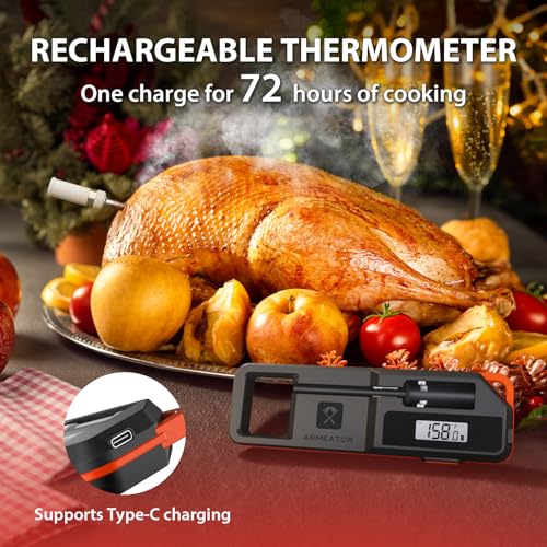 7. Bild von Fleischthermometer Kabellos Grillthermometer Bratenthermometer Thermometer Kochen Küchenthermometer mit 3s Sofortiges Auslesen, LCD Bildschirm Kochthermometer für Steak BBQ, Braten, Grill, Getränken