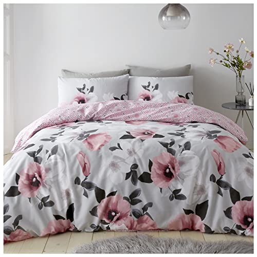 GC GAVENO CAVAILIA Poppy Duvet Cover Double, Reversible Polka Dot Bedding Sets, Washable Comforter Set, Blush Pink