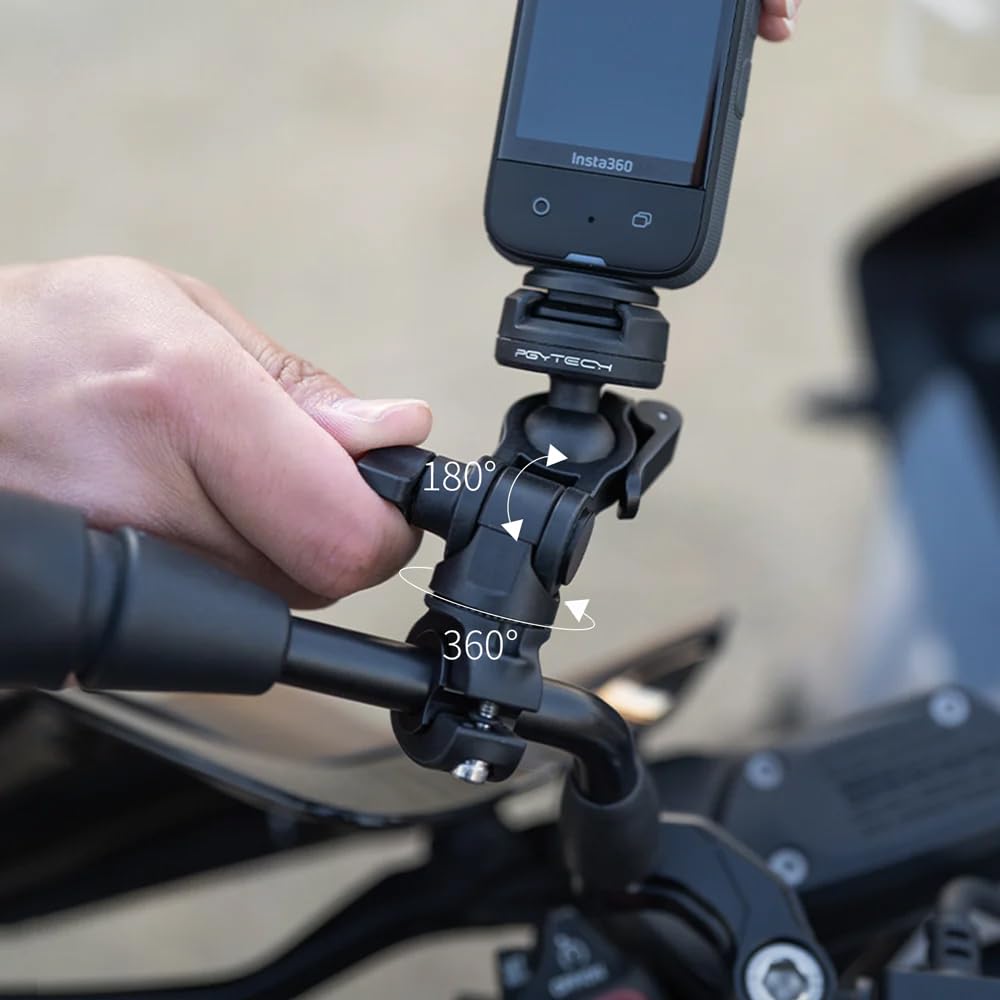 PGYTECH CapLock - Supporto per specchietto retrovisore per Action Camera Smartphone Cap Lock Handle Bar Specchietto retrovisore Bicicletta Bici Fisso Vlog Shooting
