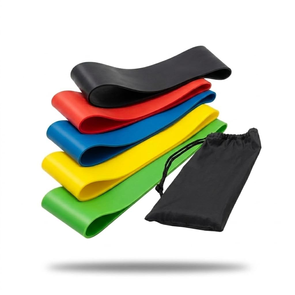 Kit 5 Faixa Elástica Super Mini Band Para Treino Exercícios Yoga Pilates Fisioterapia