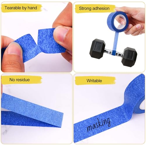 Image of 3 Rolls Painters Tape, Blue Tapes, Masking Tapes, Paint Tape for Multi-Purpose, Painting, Painter's, DIY Crafts Arts (66yd=0.94IN*22yd*3) Decoration Labeling No Residue, Easy Removal