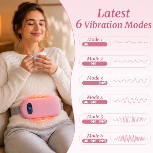Image of Portable Heating Pad for Cramps Upgraded Cordless Electric Period Heat Pad for Back Menstrual Belt 6 Heat 6 Massage Mode Gifts for Women Girl Her Girlfriend Pink